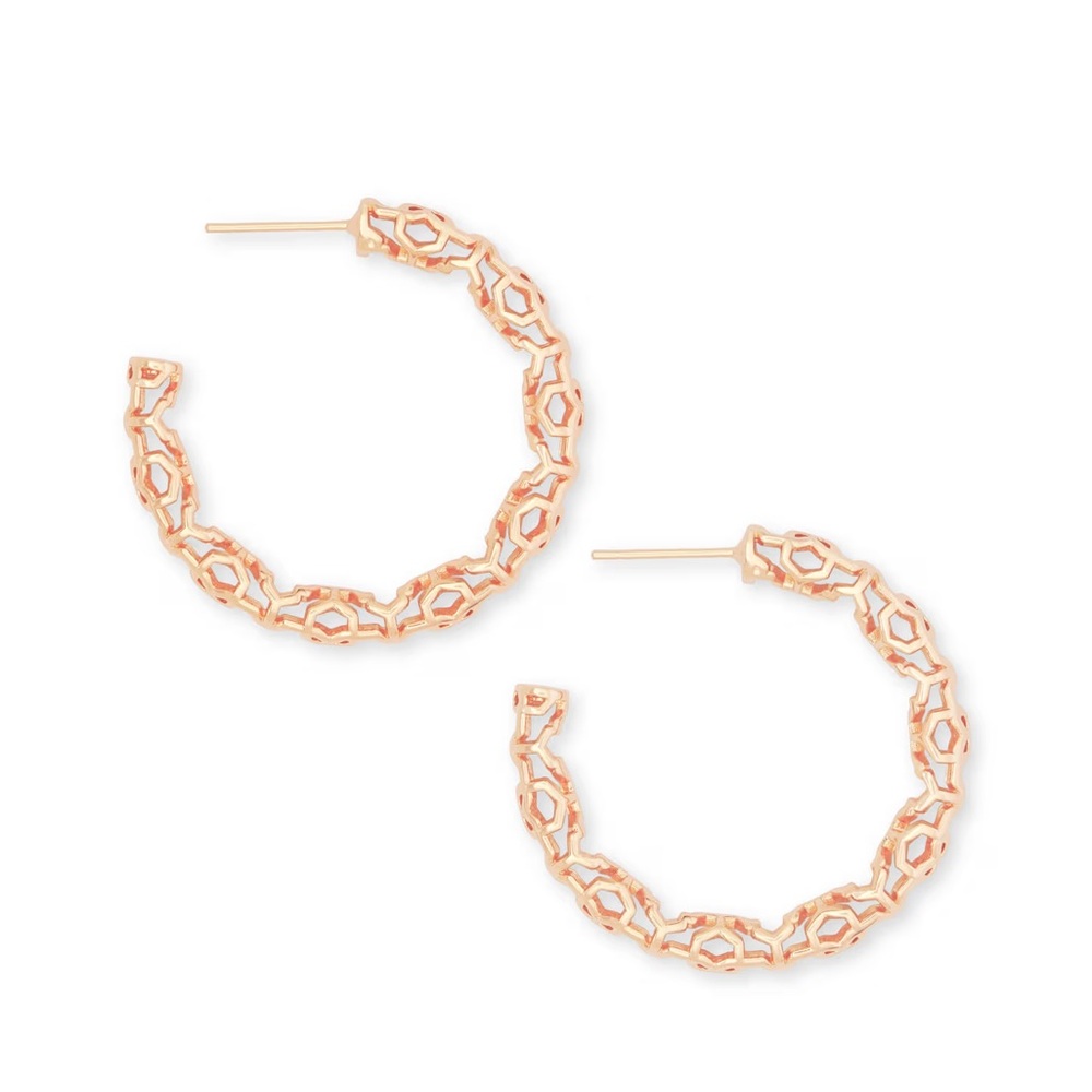 Kendra Scott Maggie Filigree Hoops in Rose Gold NWT
